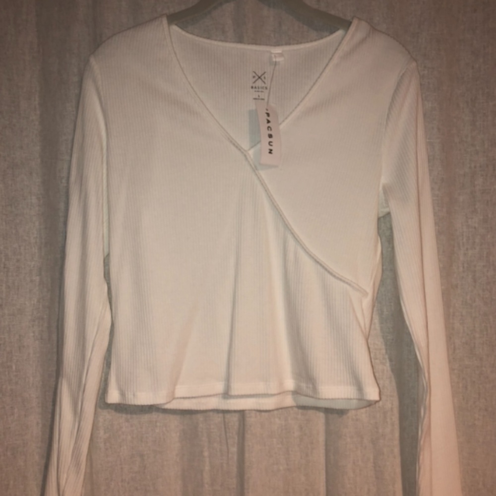 Pacsun Katie Surplice Long Sleeve Top